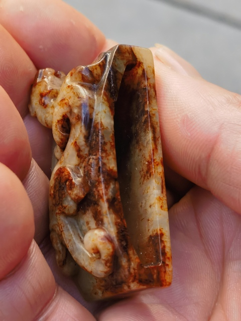 古玩玉器仿古玉螭龍帶穿真品鑒賞圖