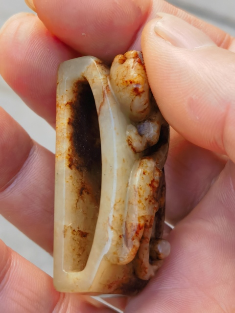 古玩玉器仿古玉螭龍帶穿真品鑒賞圖