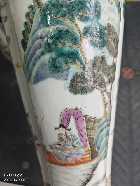 古玩陶瓷粉彩人物故事紋三連瓶真品鑒賞圖