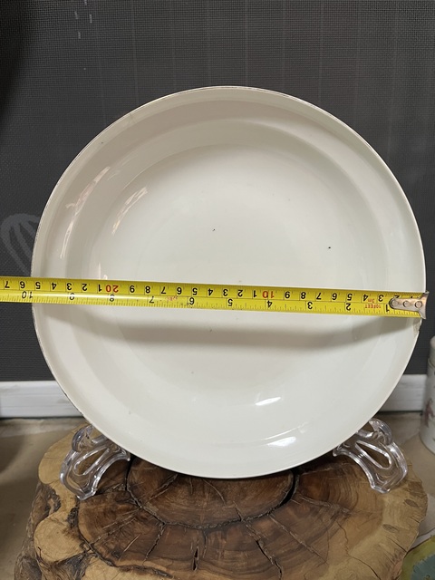 古玩陶瓷民國粉彩花卉紋折沿盤拍賣，當前價格488元