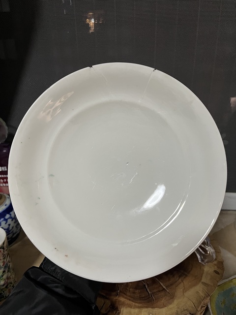 古玩陶瓷民國粉彩花卉紋折沿盤拍賣，當前價格488元