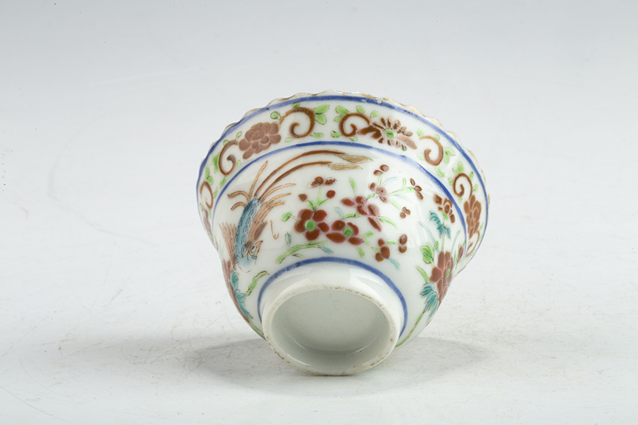 古玩陶瓷清晚·粉彩錦雞牡丹紋花口杯拍賣，當前價格278元