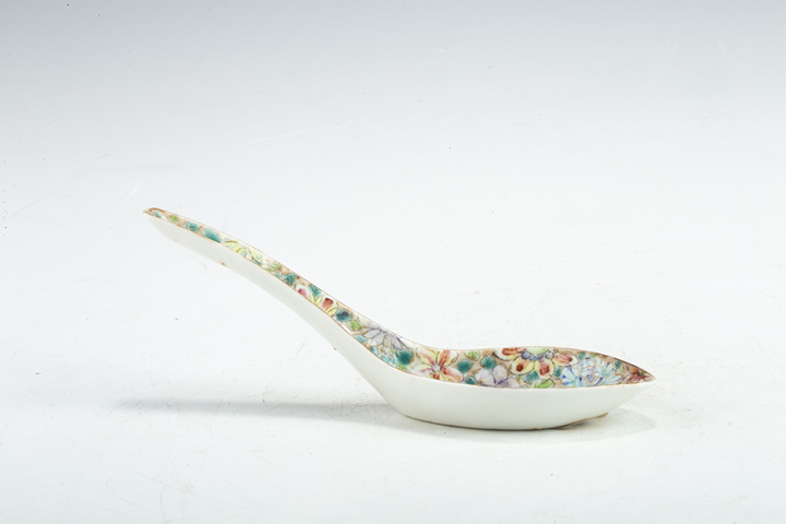 古玩陶瓷民國·粉彩百花不落地紋湯勺拍賣，當前價格108元