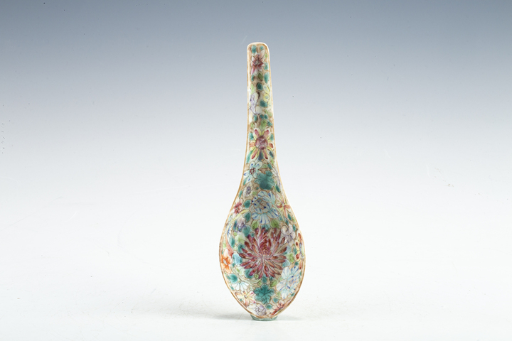 古玩陶瓷民國·粉彩百花不落地紋湯勺拍賣，當前價格108元