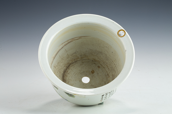 古玩陶瓷民國·淺絳彩人物故事紋花盆真品鑒賞圖