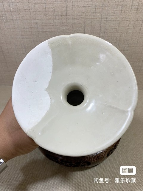 古玩陶瓷鞏縣窯白釉渣斗真品鑒賞圖