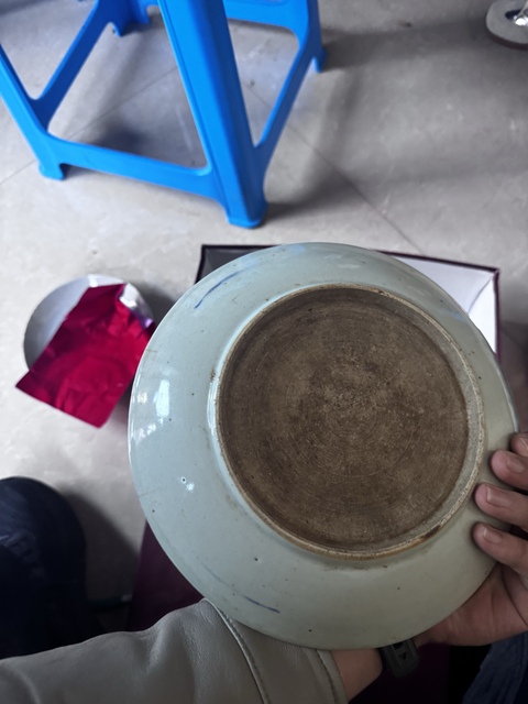 古玩陶瓷清晚期青花釉里紅魚盤真品鑒賞圖