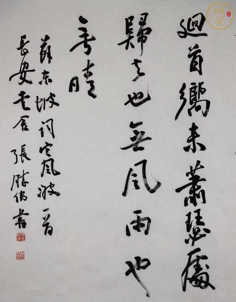 古玩字畫張勝偉書法真品鑒賞圖