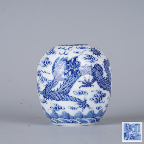 古玩陶瓷青花龍鳳紋水盂真品鑒賞圖