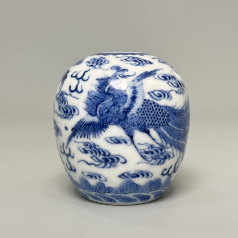 古玩陶瓷青花龍鳳紋水盂真品鑒賞圖