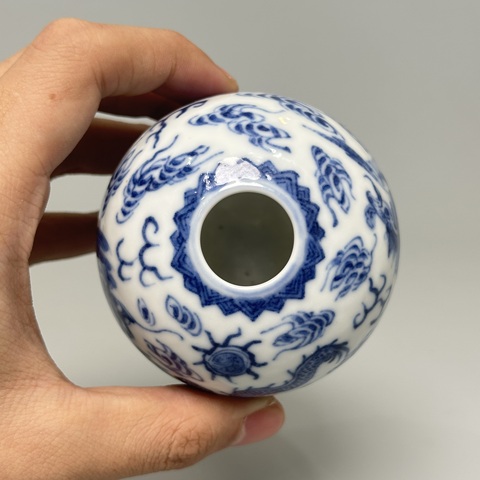 古玩陶瓷青花龍鳳紋水盂真品鑒賞圖