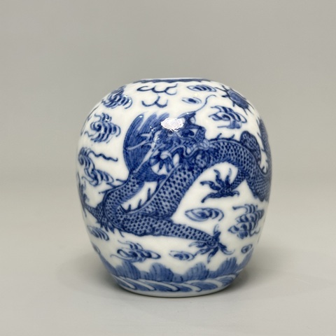 古玩陶瓷青花龍鳳紋水盂真品鑒賞圖