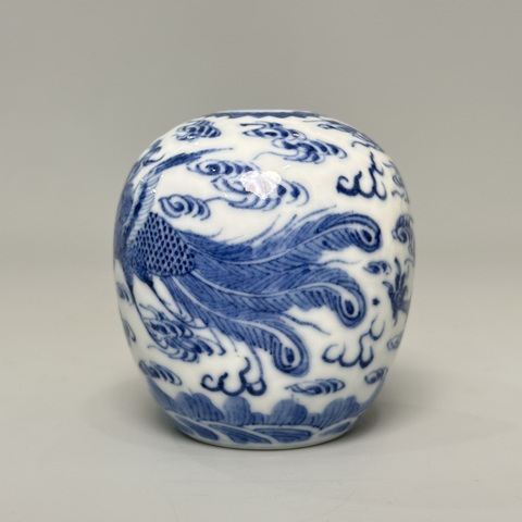 古玩陶瓷青花龍鳳紋水盂真品鑒賞圖