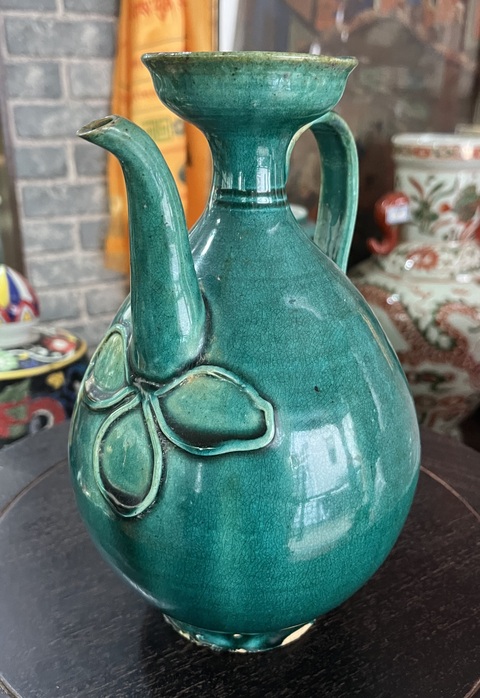 古玩陶瓷綠釉酒壺真品鑒賞圖