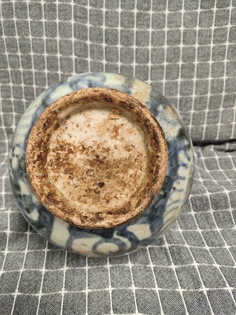 古玩陶瓷晚明青花罐真品鑒賞圖