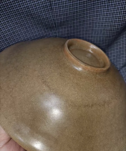 古玩陶瓷龍泉青瓷黃釉盤真品鑒賞圖