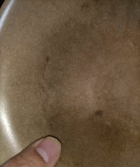 古玩陶瓷龍泉青瓷黃釉盤真品鑒賞圖