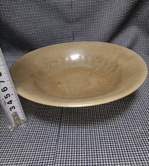 古玩陶瓷龍泉青瓷黃釉盤真品鑒賞圖