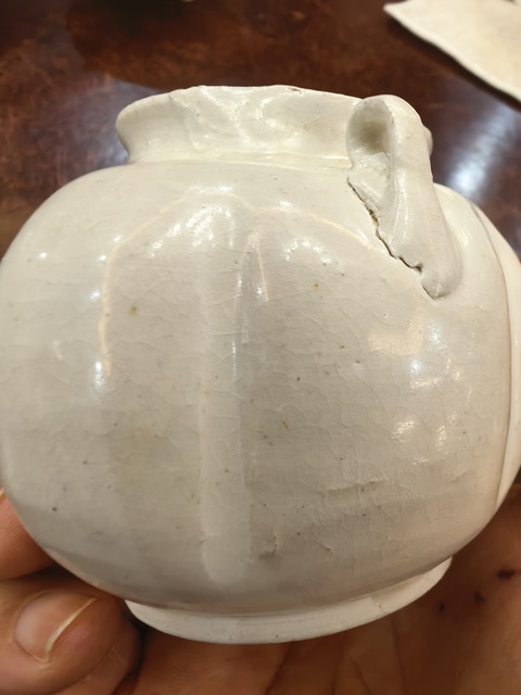 古玩陶瓷景德鎮窯系青白釉瓜楞罐真品鑒賞圖