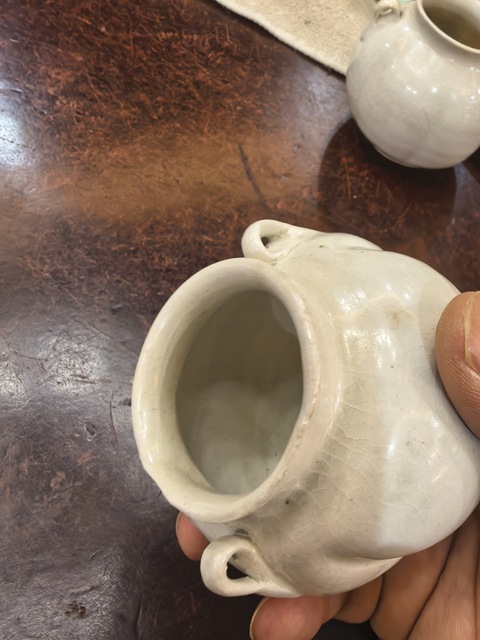 古玩陶瓷景德鎮窯系青白釉瓜楞罐真品鑒賞圖