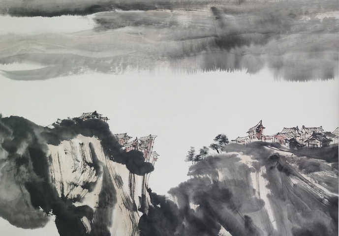 古玩字畫劉罡山水橫披真品鑒賞圖