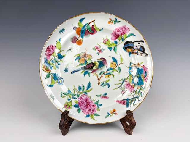 古玩陶瓷清晚期·粉彩花鳥三多紋折沿盤拍賣，當(dāng)前價格0元