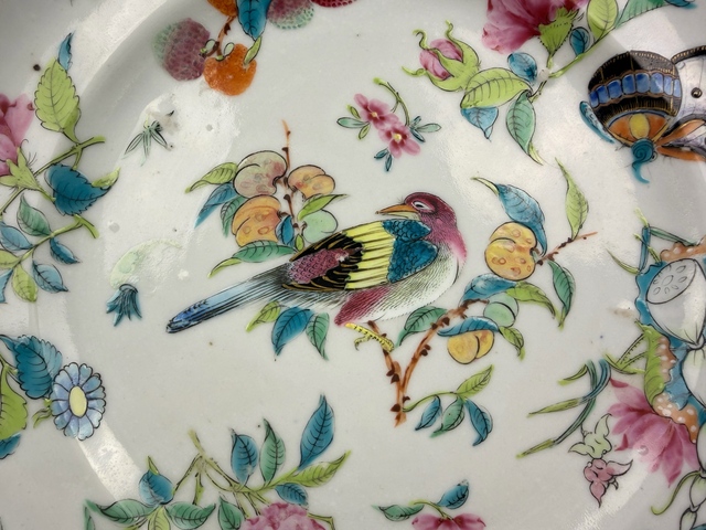 古玩陶瓷清晚期·粉彩花鳥三多紋折沿盤拍賣，當(dāng)前價格0元