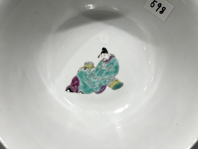 古玩陶瓷民國·“雍正年制”藍料粉彩人物紋大碗真品鑒賞圖