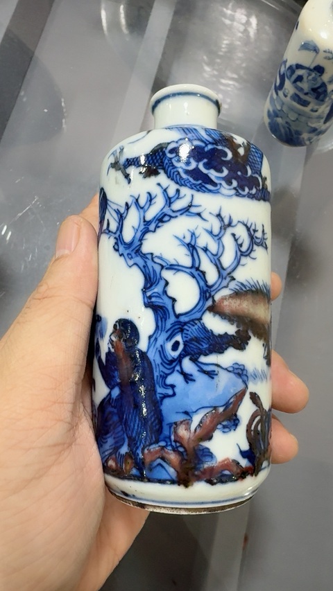 古玩陶瓷青花釉里紅生肖提材母壺真品鑒賞圖