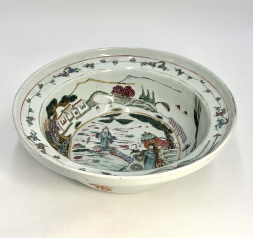 古玩陶瓷清同治-粉彩人物故事紋折沿洗拍賣，當前價格13888元