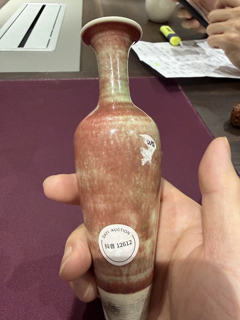 古玩陶瓷豇豆紅釉柳葉瓶真品鑒賞圖