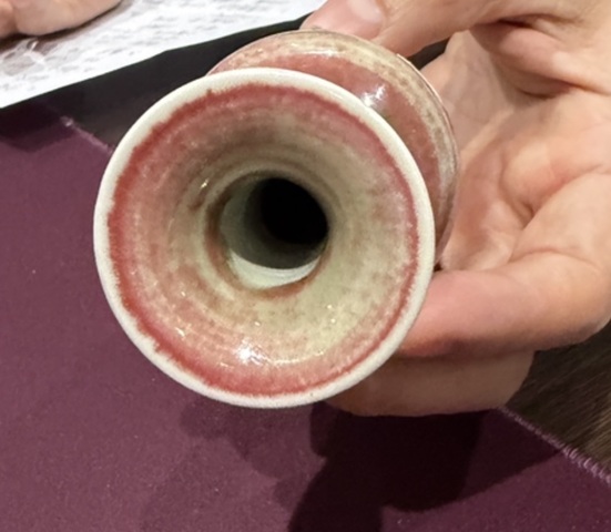 古玩陶瓷豇豆紅釉柳葉瓶真品鑒賞圖