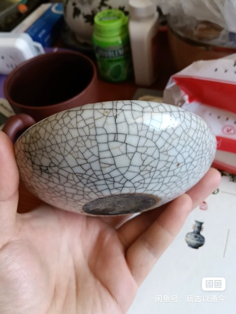 古玩陶瓷哥釉水洗，景德鎮窯真品鑒賞圖