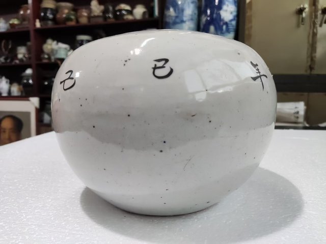 古玩陶瓷花鳥紋西瓜罐真品鑒賞圖