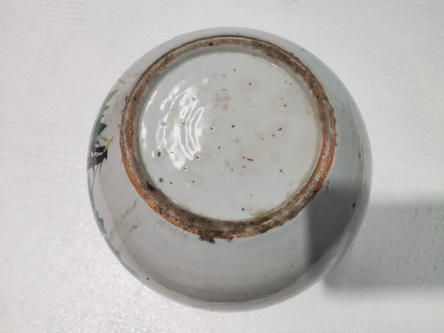 古玩陶瓷花鳥紋西瓜罐真品鑒賞圖