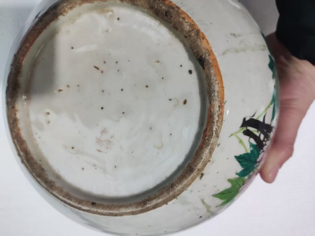 古玩陶瓷花鳥紋西瓜罐真品鑒賞圖