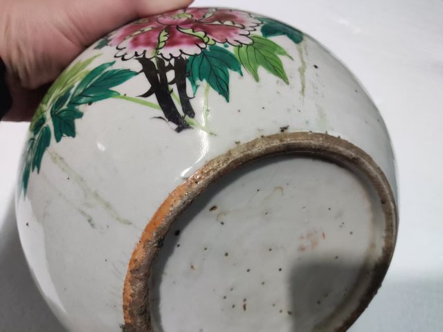 古玩陶瓷花鳥紋西瓜罐真品鑒賞圖