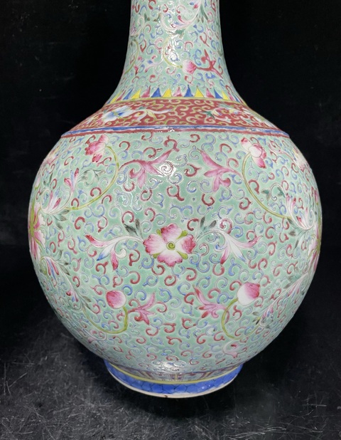 古玩陶瓷粉彩福壽花卉紋大賞瓶拍賣，當前價格5800元