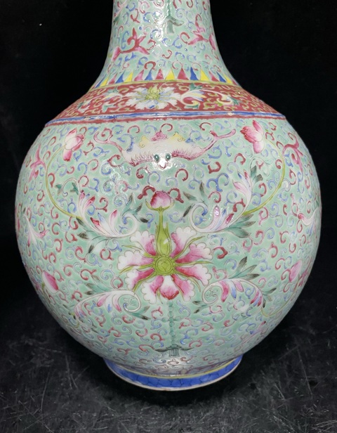 古玩陶瓷粉彩福壽花卉紋大賞瓶拍賣，當前價格5800元