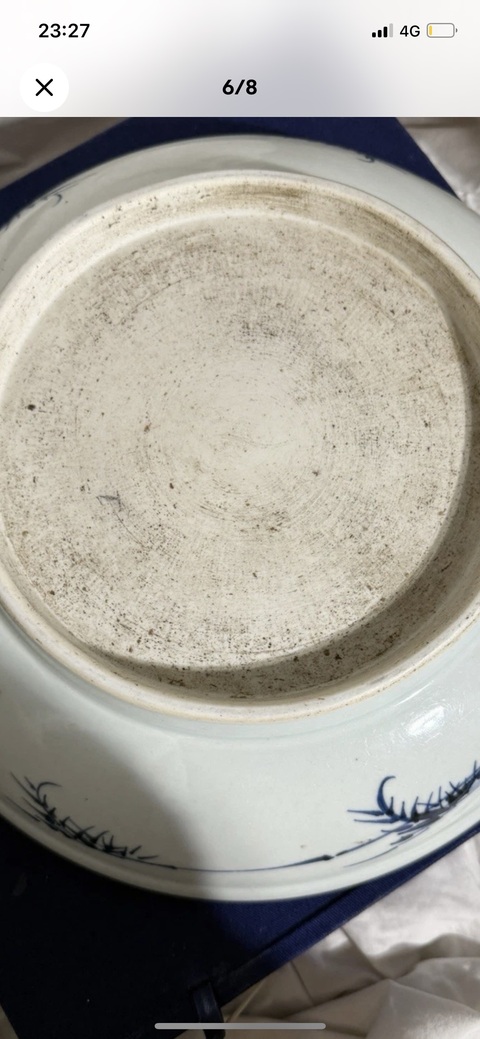 古玩陶瓷青花雙獅紋臥盤真品鑒賞圖