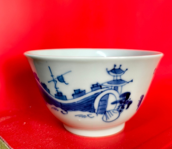 古玩陶瓷明晚期 青花山水紋杯真品鑒賞圖