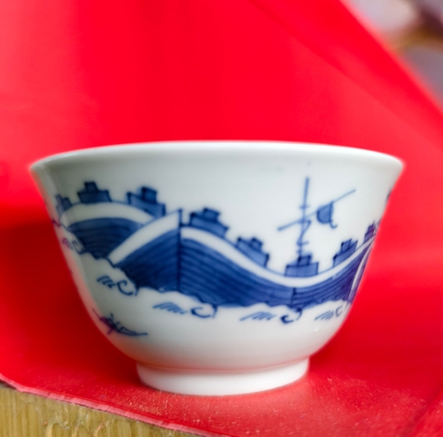 古玩陶瓷明晚期 青花山水紋杯真品鑒賞圖