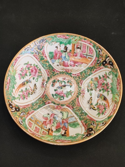 古玩陶瓷廣彩人物故事紋盤(pán)真品鑒賞圖