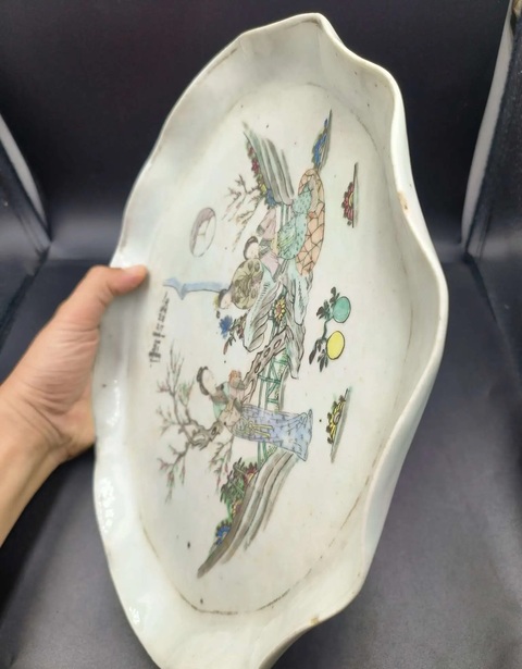 古玩陶瓷粉彩名家人物茶盤(pán)真品鑒賞圖