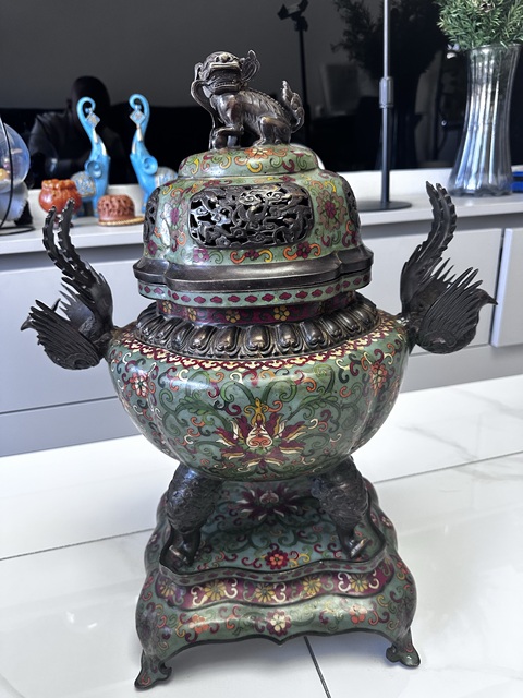 古玩銅器銅胎景泰藍香薰真品鑒賞圖