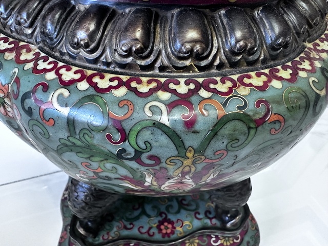 古玩銅器銅胎景泰藍香薰真品鑒賞圖