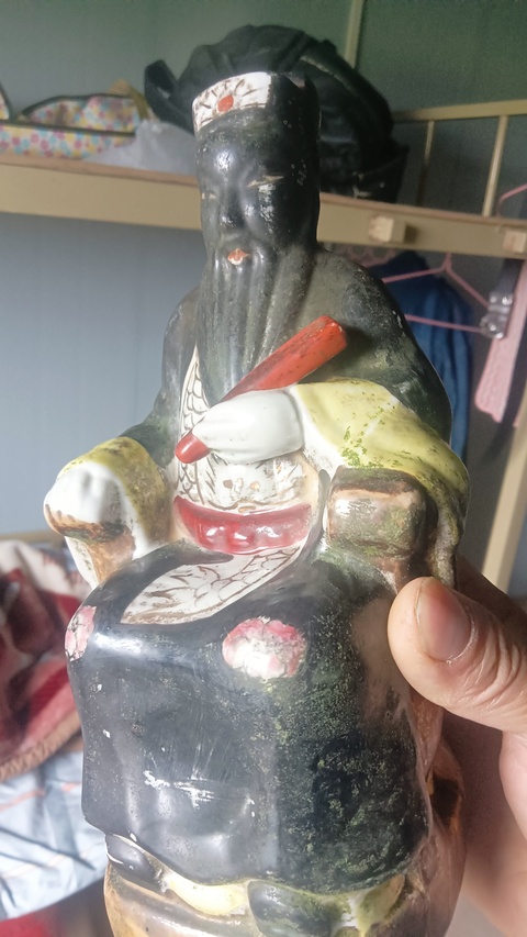 古玩陶瓷石灣窯粉彩包公人物造像真品鑒賞圖