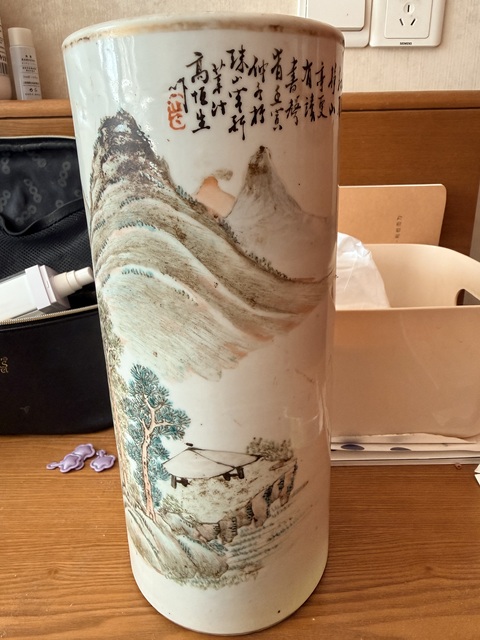 古玩陶瓷八九十年代 仿晚清民國高恒生先生粉彩帽筒真品鑒賞圖