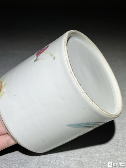 古玩陶瓷粉彩長亭送別煙缸真品鑒賞圖