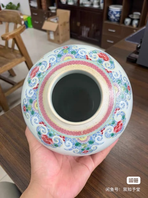 古玩陶瓷晚清仿雍正花鳥罐真品鑒賞圖